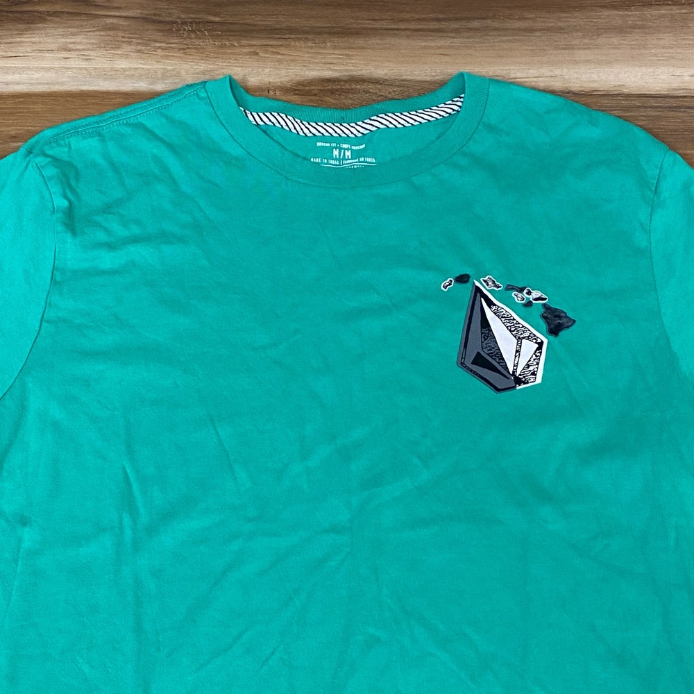 Volcom Mens Modern Fit T Shirt Green Hawaii Organic Cotton Medium